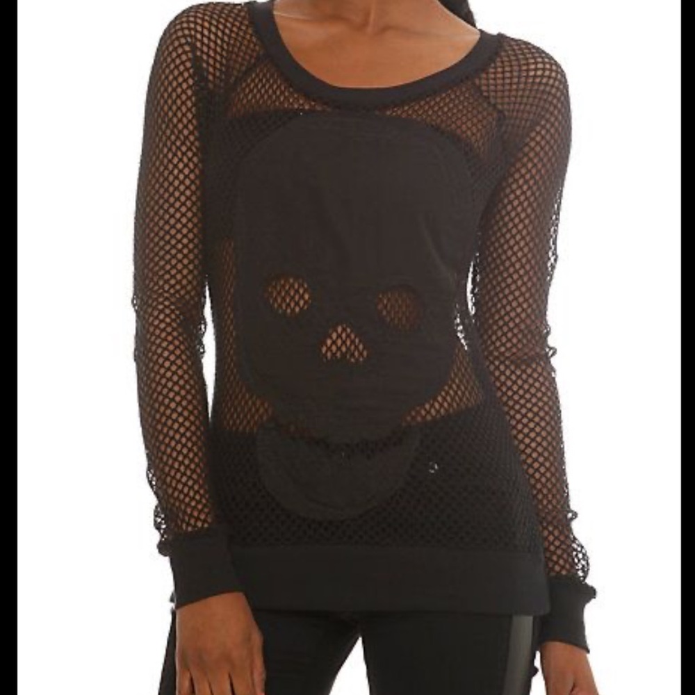 Teenage Runaway Skull mesh top